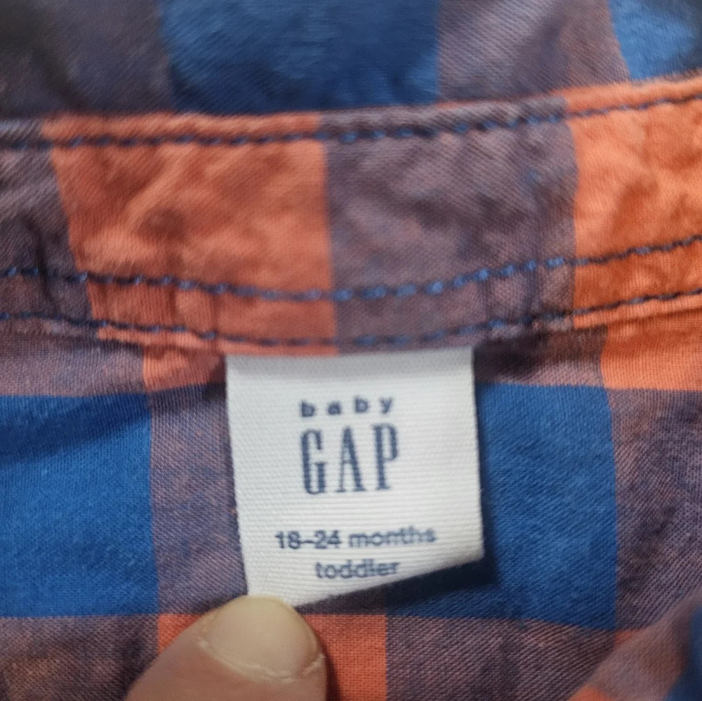 Baby Gap Toddler Button Down- Blue and Orange- 18-24 Months